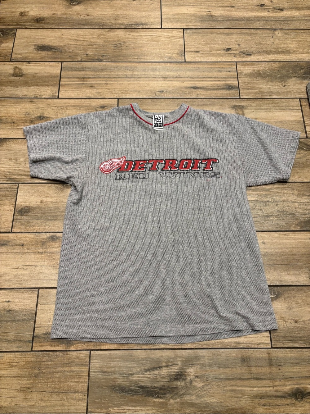 Vintage Savvy Detroit Red Wings NHL Hockey Mesh Shirt Gray Y2K Streetwear Size L